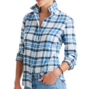 Vineyard Vines Flannel Shirt Heathered Plaid Button Up Crystal Blue Classic 12
